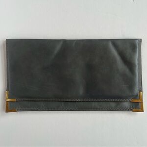 Vintage Slate Grey Envelope Clutch with Gold Accents